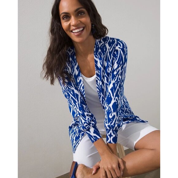 Chico’s Spun Rayon Ikat Stitched Cardigan M - Picture 4 of 9